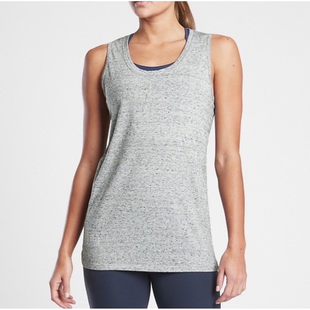 Athleta Drishti Textured Tank Heathered Grey Space Racerback Yoga‎ Top Medium